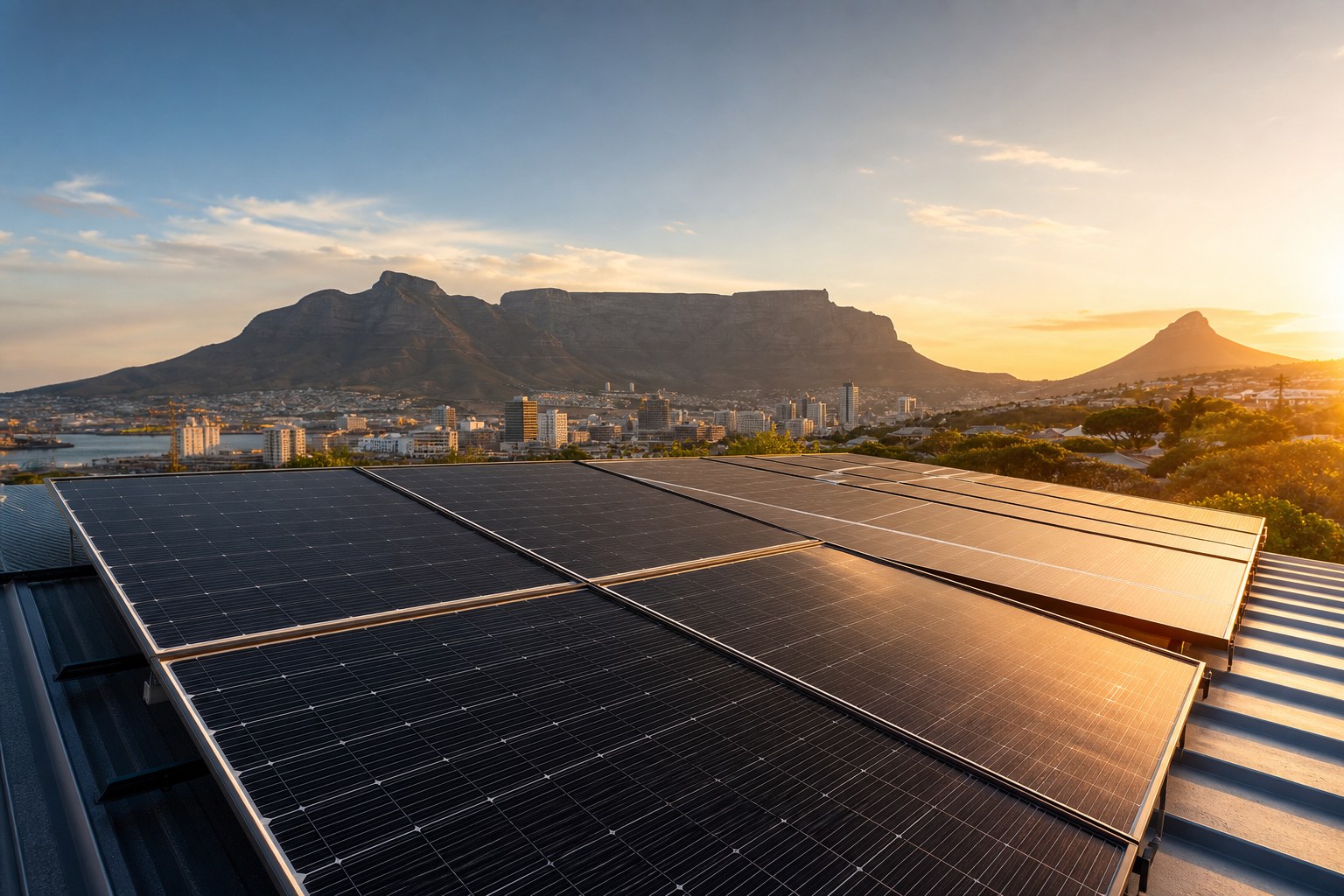 Solar panels with Table Mountain preview